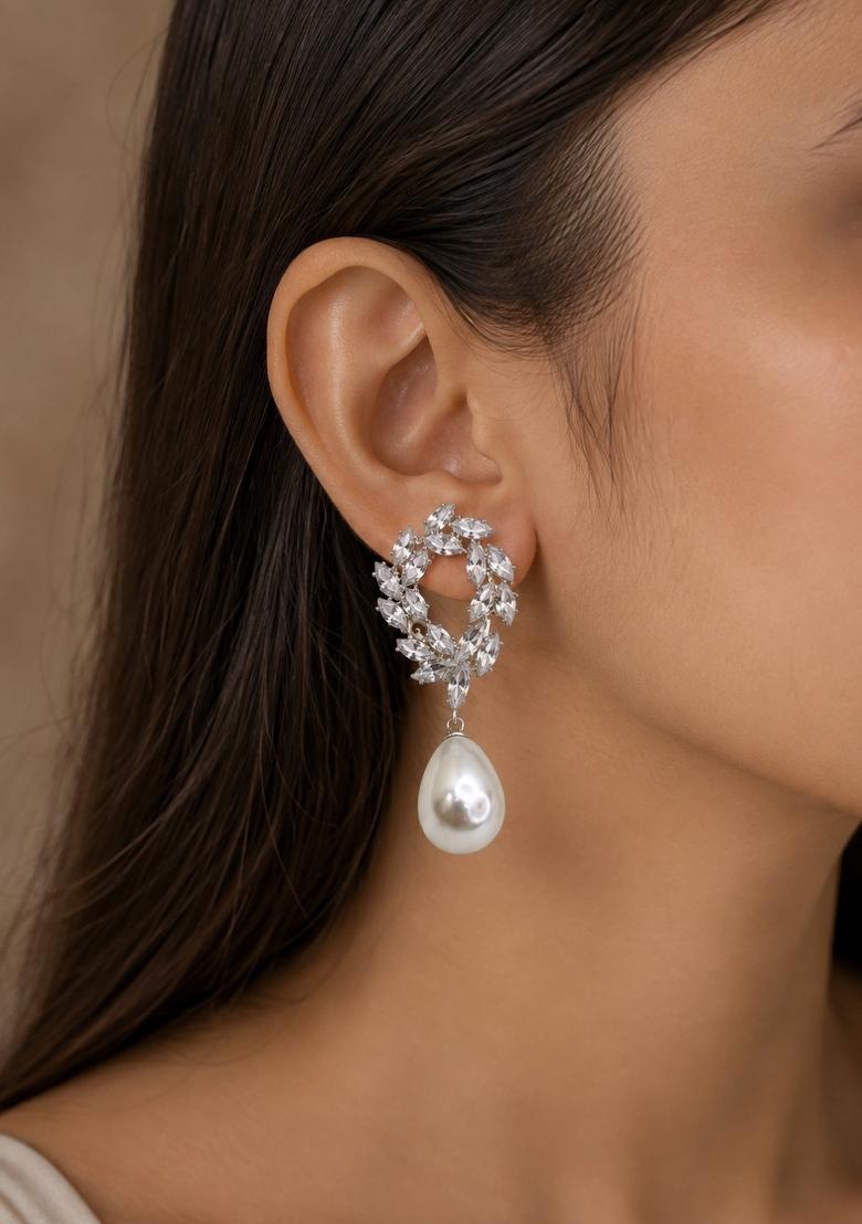 Silver Alloy Earrings - Indya