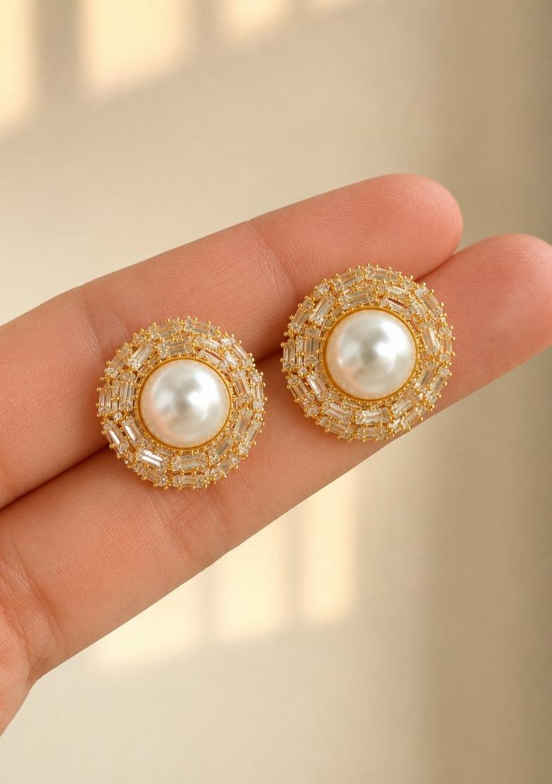 Gold Alloy Earrings - Indya