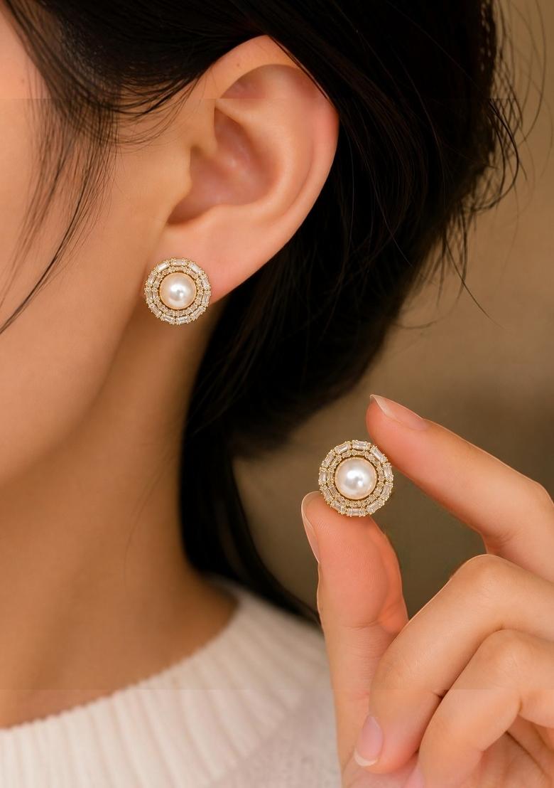 Gold Alloy Earrings - Indya