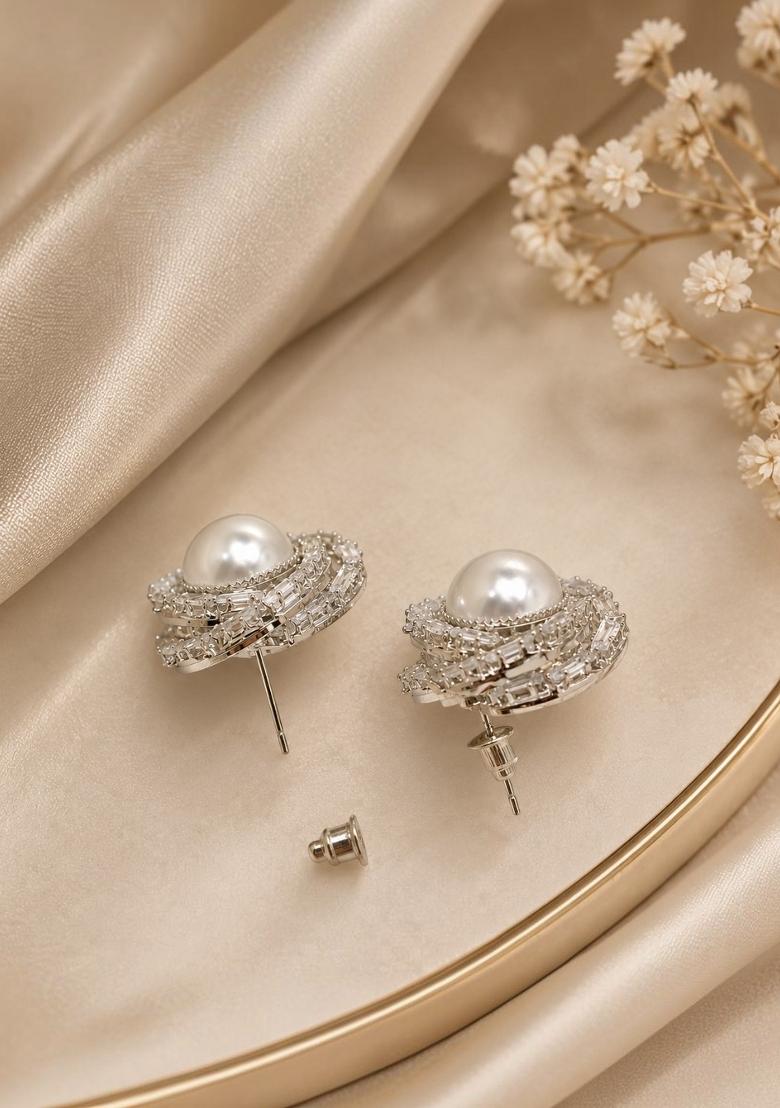 Silver Alloy Earrings - Indya