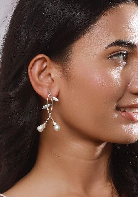 Silver Plated Contemporary Drop Earrings