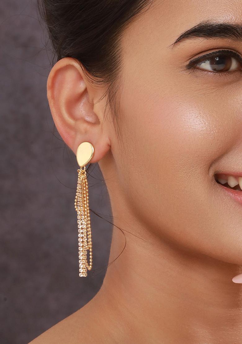 Set Of 2 Gold Plated And Silver Plated Contemporary Drop Earrings