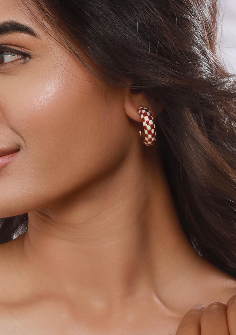 Set Of 2 Gold Plated Contemporary Half Hoop Earrings