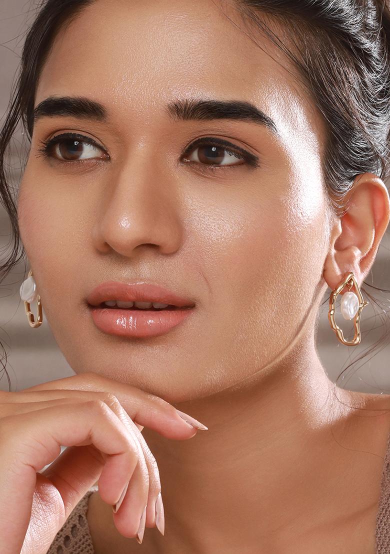 Set Of 2 Gold Plated Contemporary Drop Earrings