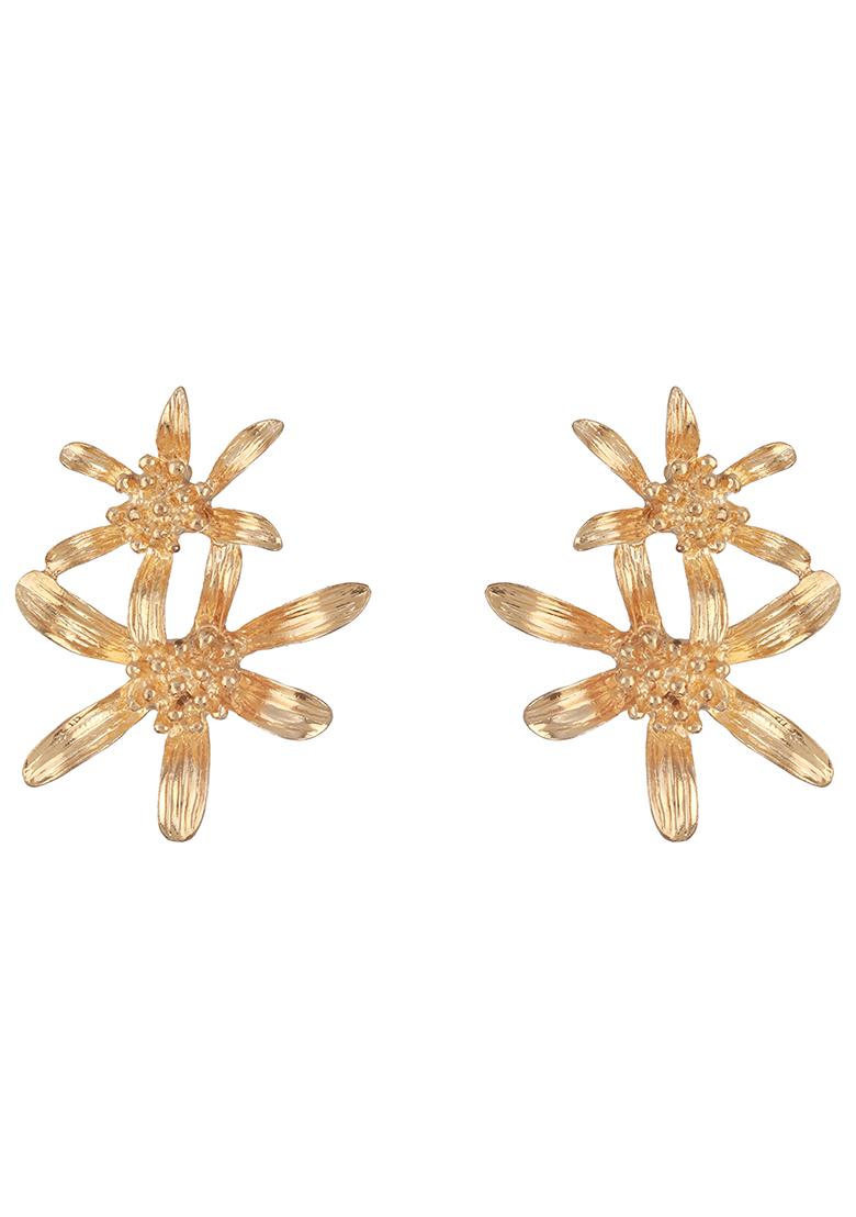 Gold Plated Floral Shaped Drop Earrings