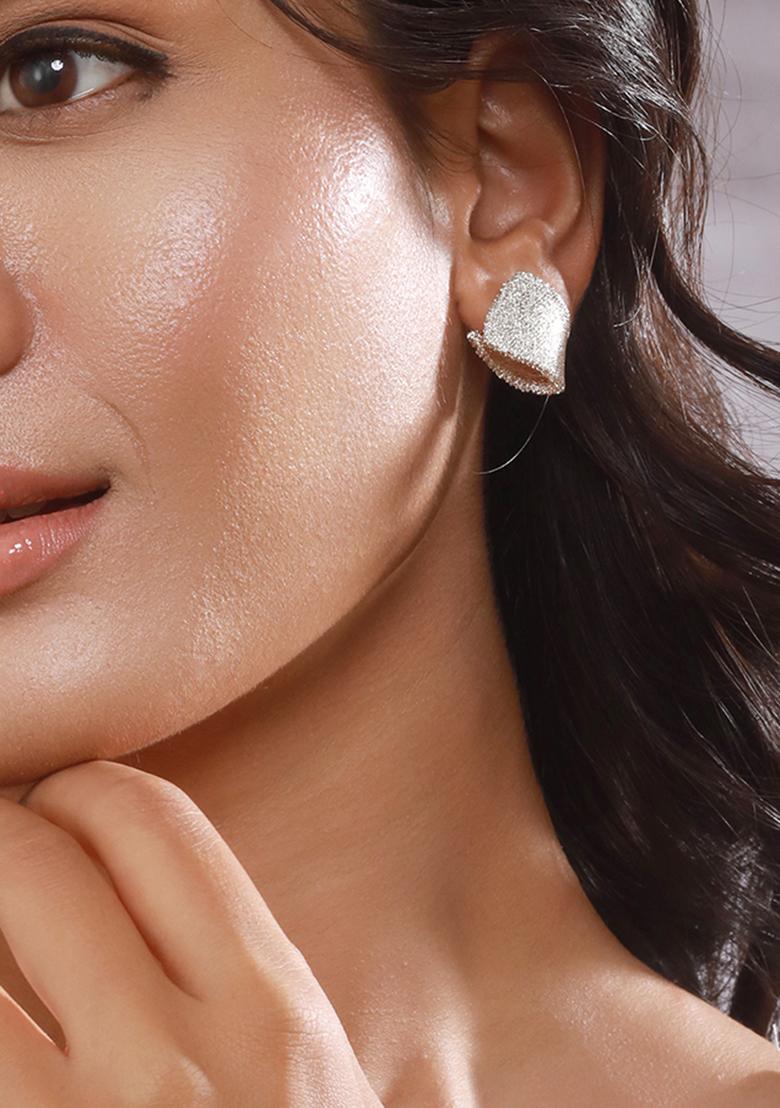 Set Of 2 Gold And Silver Plated Contemporary Studs Earrings