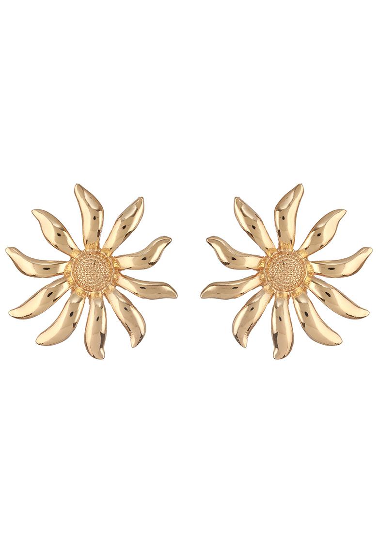 18K Gold Plated Floral Studs Earrings