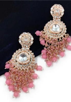 Pink Alloy Statement Earring Set