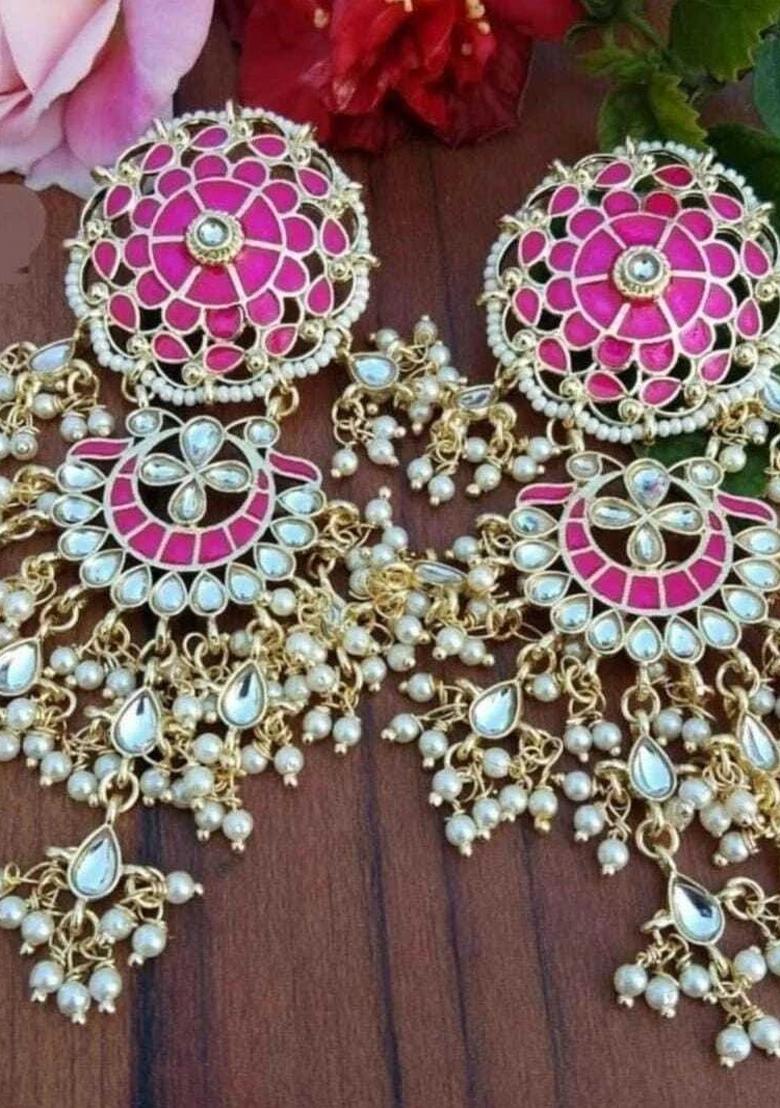 Pink Alloy Heavy Earring Set