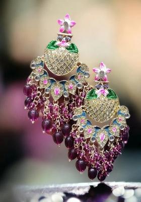 Purple Alloy Statement Earring Set