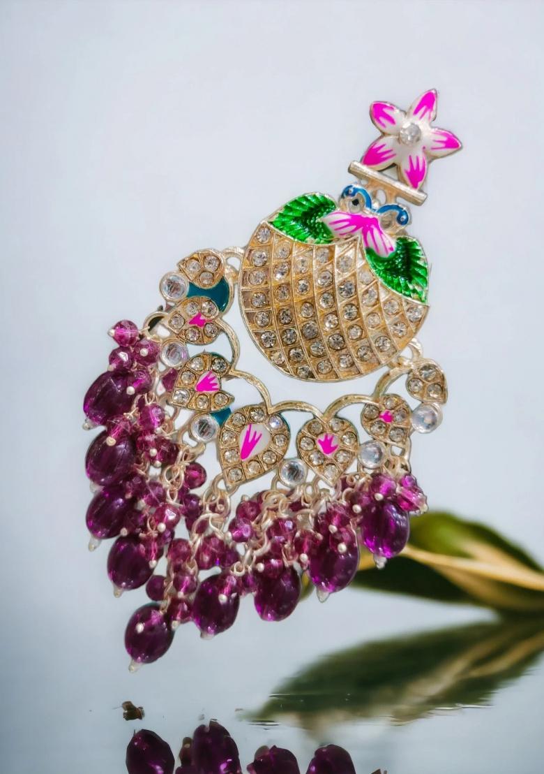 Purple Alloy Statement Earring Set