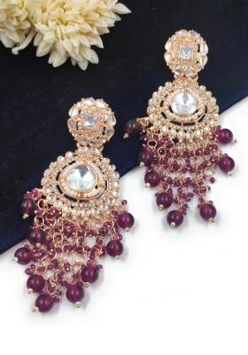 Maroon Alloy Statement Earring Set