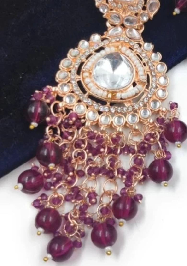 Maroon Alloy Statement Earring Set