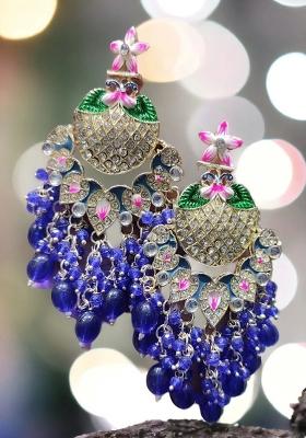 Blue Alloy Statement Earring Set