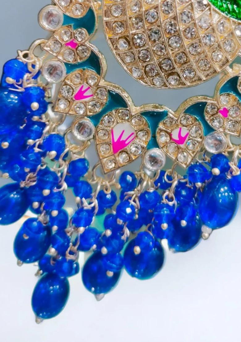 Blue Alloy Statement Earring Set