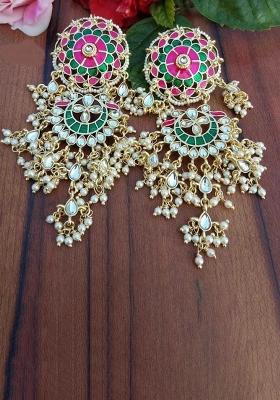Pink/Green Alloy Heavy Earring Set