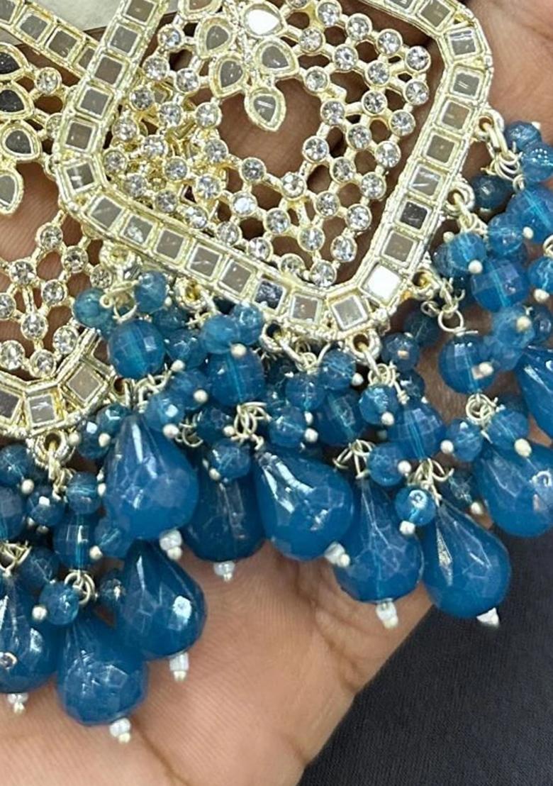 Blue Alloy Statement Earring Set