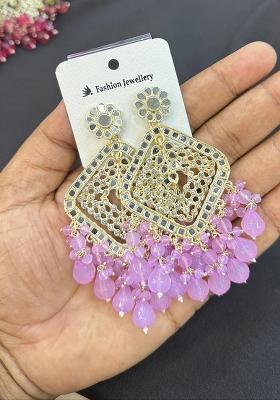 Purple Alloy Statement Earring Set