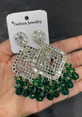 Green Alloy Statement Earring Set