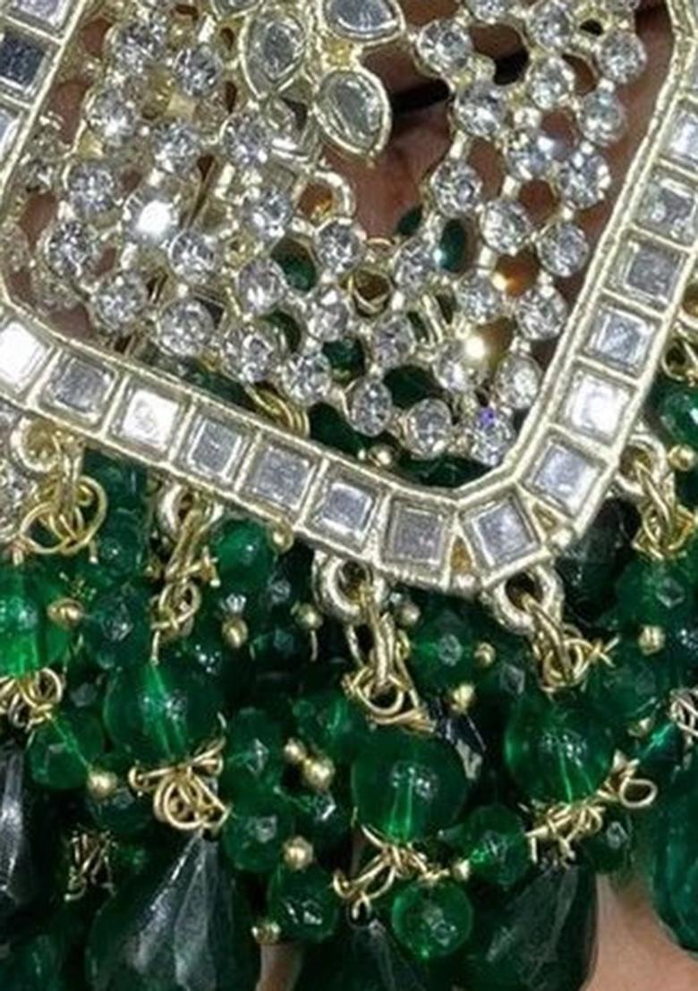 Green Alloy Statement Earring Set