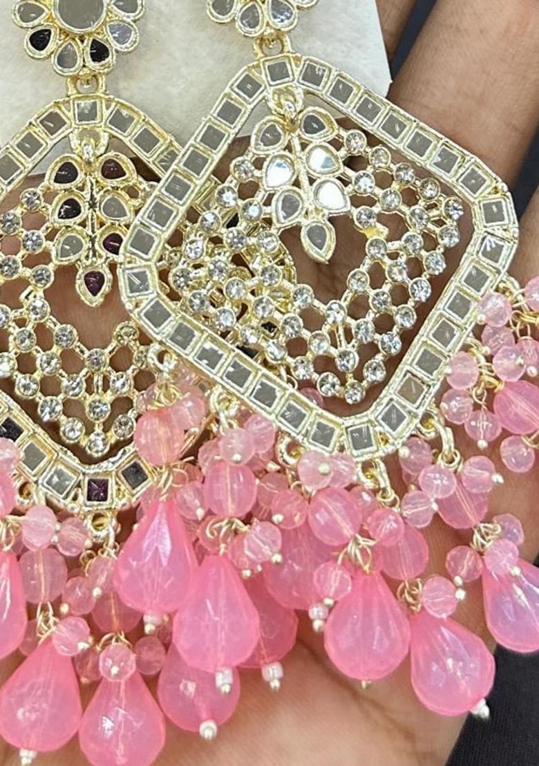 Pink Alloy Statement Earring Set