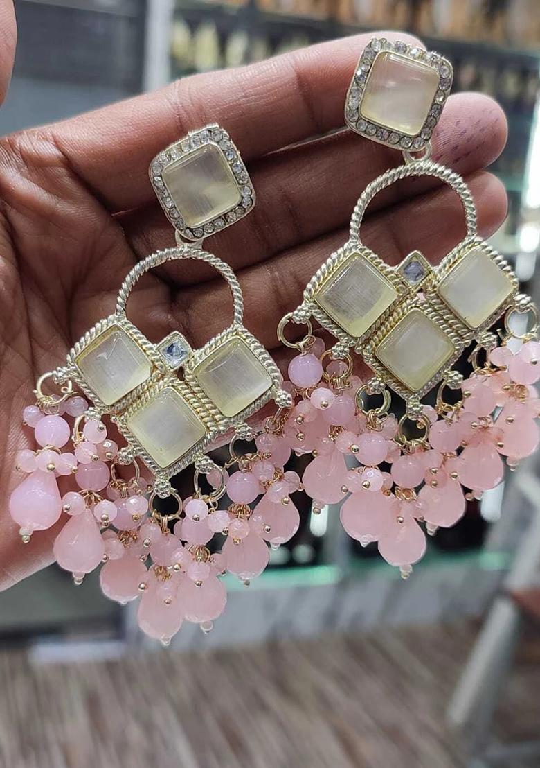 Pink/Gold Alloy Statement Chandbali