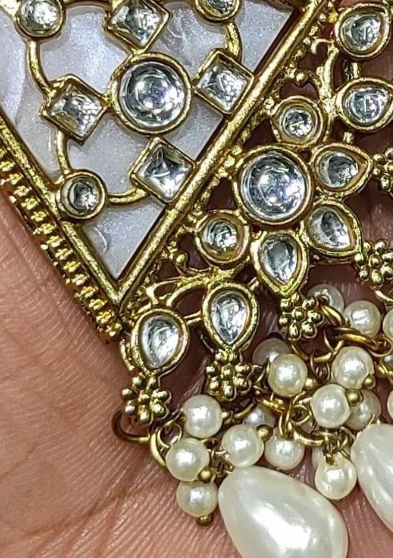 White Alloy Statement Earring Set