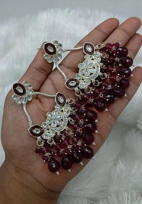 Purple Alloy Statement Chandbali