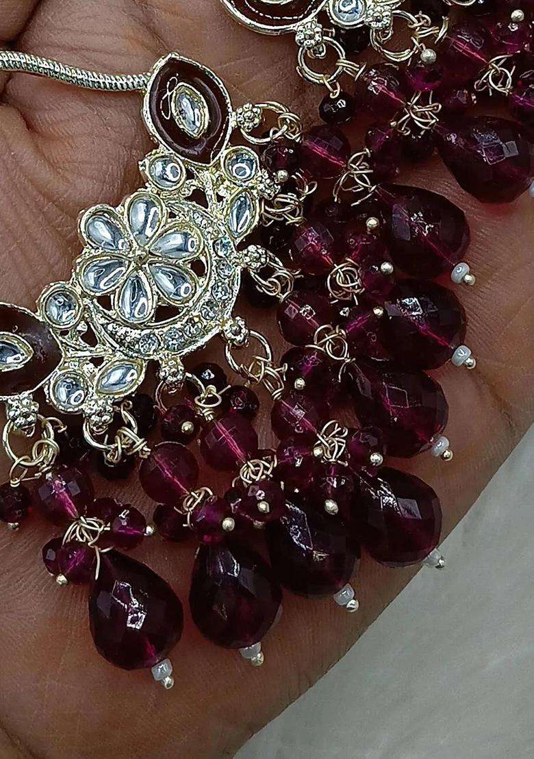 Purple Alloy Statement Chandbali