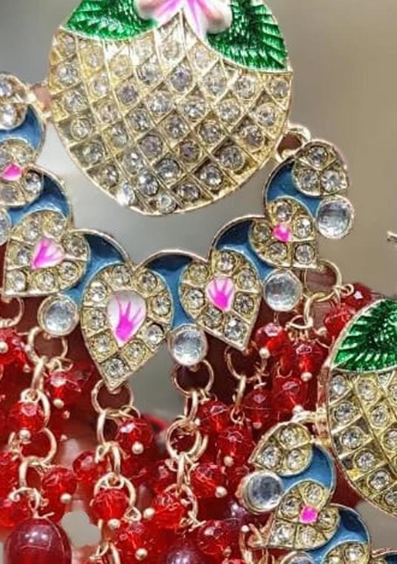 Red Alloy Statement Earring Set