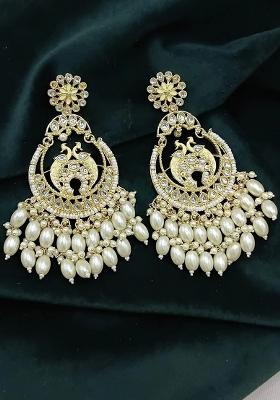 White Alloy Statement Chandbali