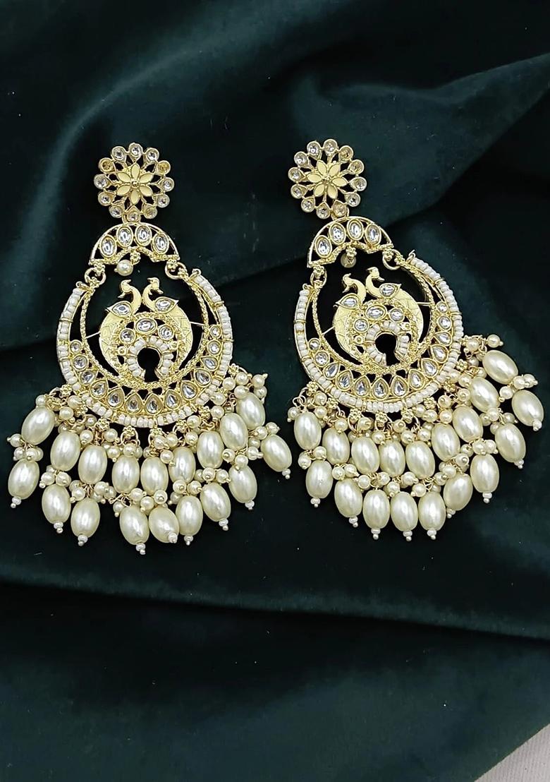 White Alloy Statement Chandbali