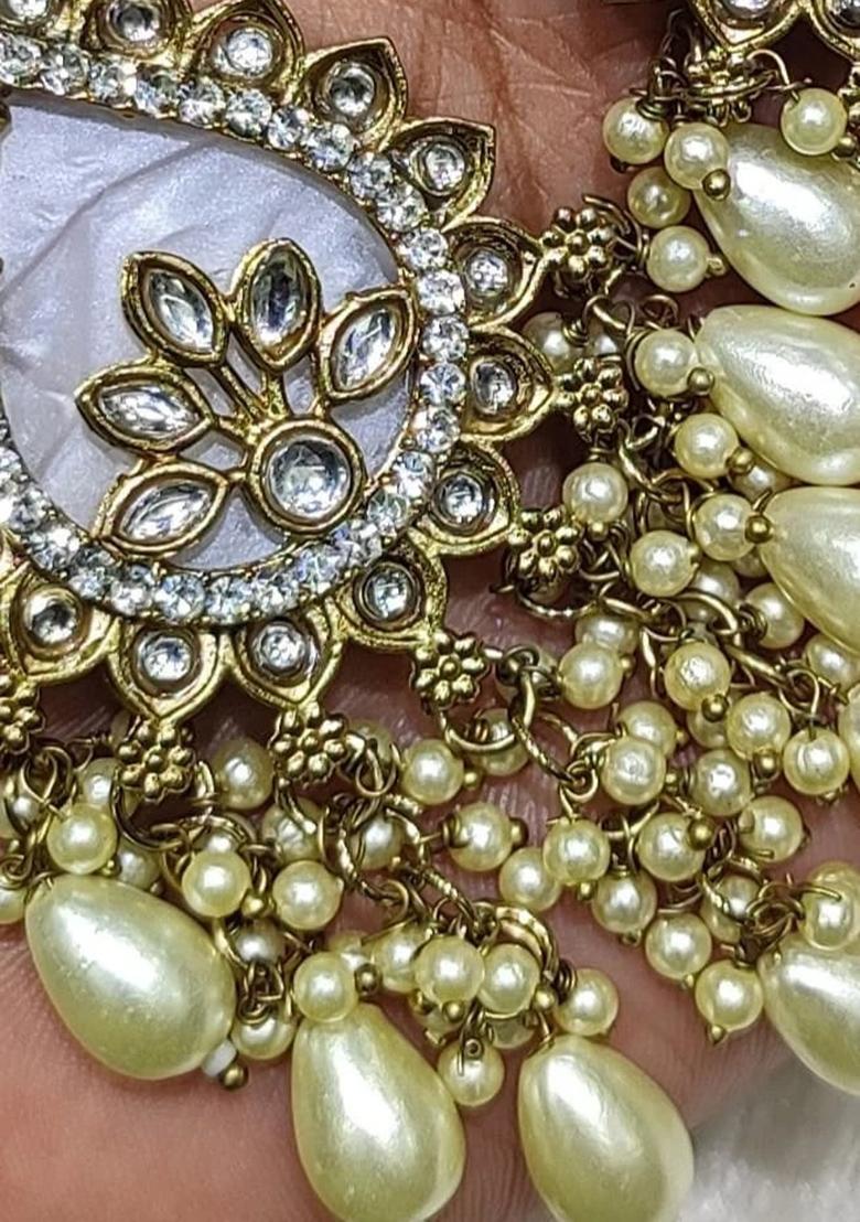 Beige Alloy Statement Earring Set