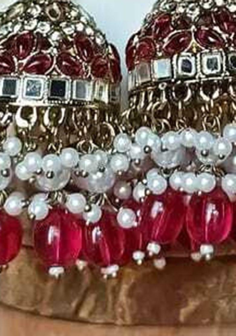 Turquoise Alloy Statement Jhumki Earring