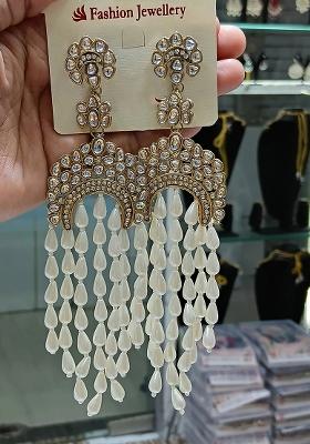 White Alloy Statement Earring Set