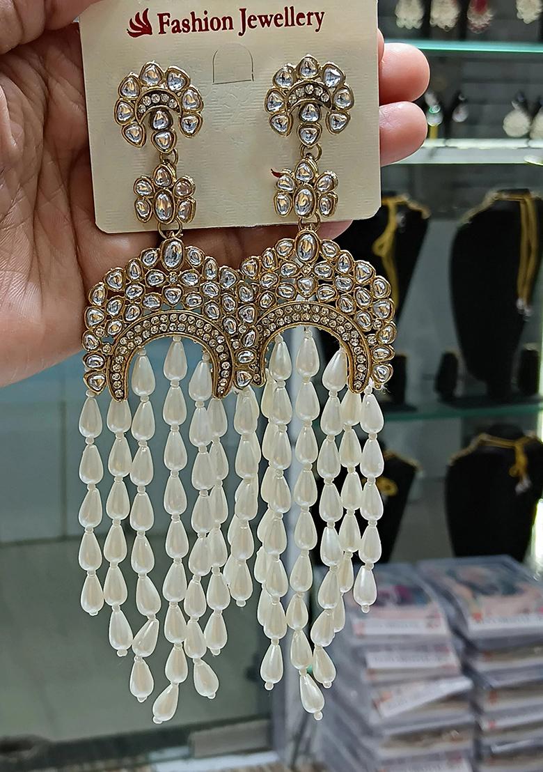 White Alloy Statement Earring Set