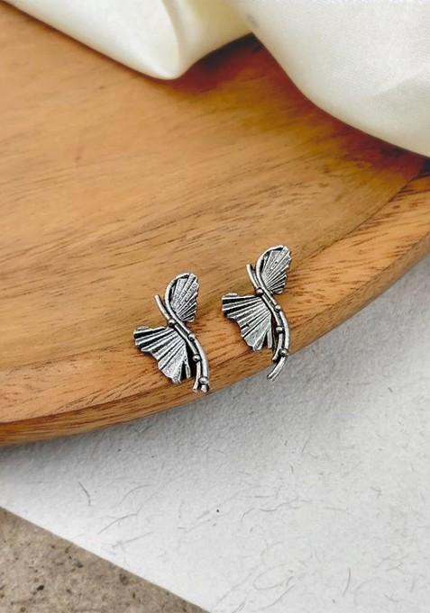 Silver Plated Contemporary Oxidised Studs