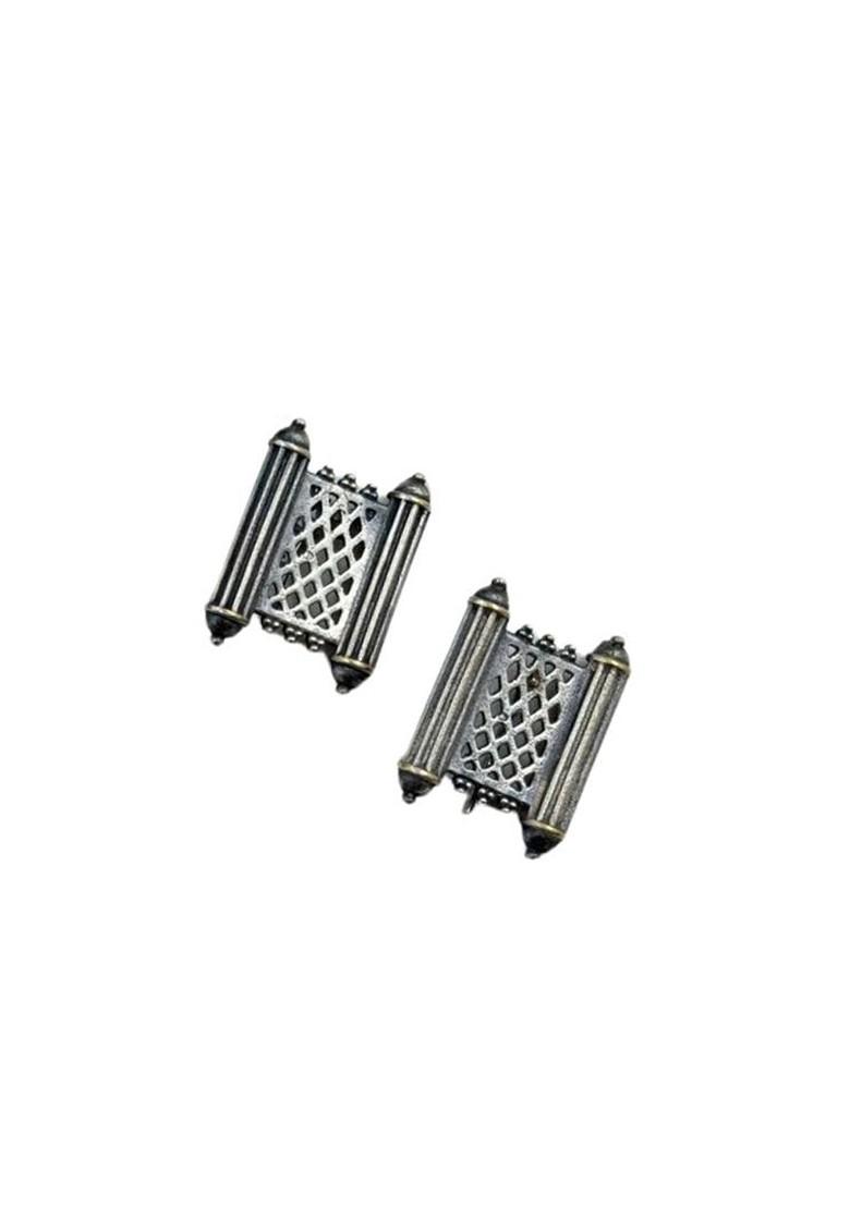 Silver Plated Square Shaped Oxidised Studs