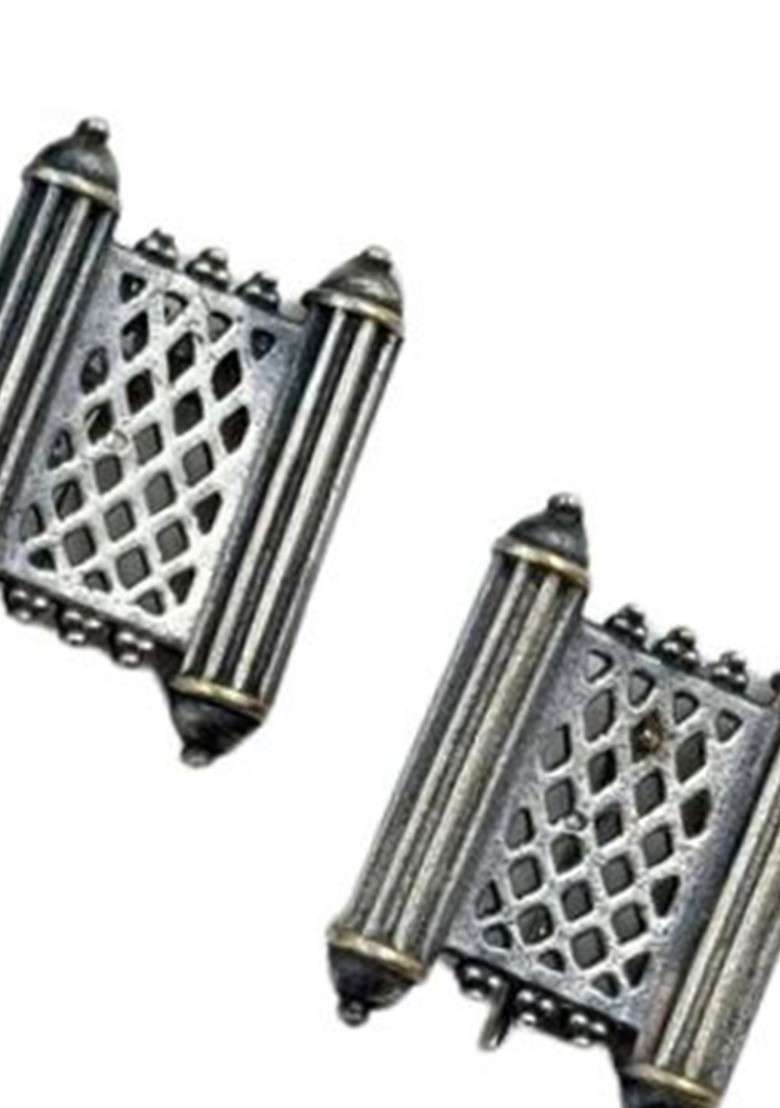Silver Plated Square Shaped Oxidised Studs - Indya