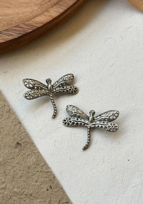 Silver Plated Contemporary Oxidised Studs