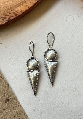 Oxidised Silver Plated Contemporary Shaped Drop Earrings