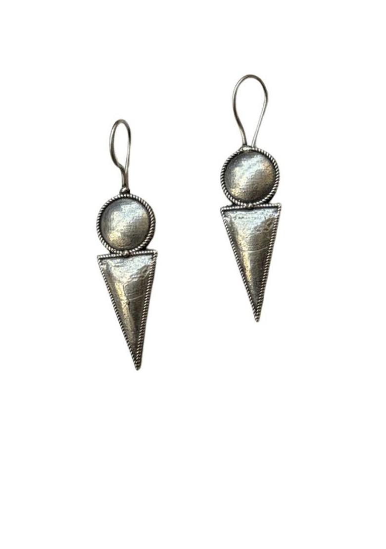 Oxidised Silver Plated Contemporary Shaped Drop Earrings