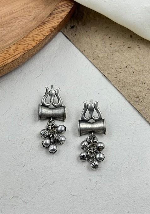 Silver Plated Contemporary Shaped Drop Earrings