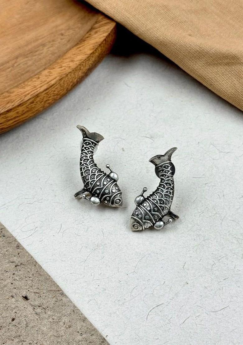 Silver Plated Contemporary Oxidised Studs