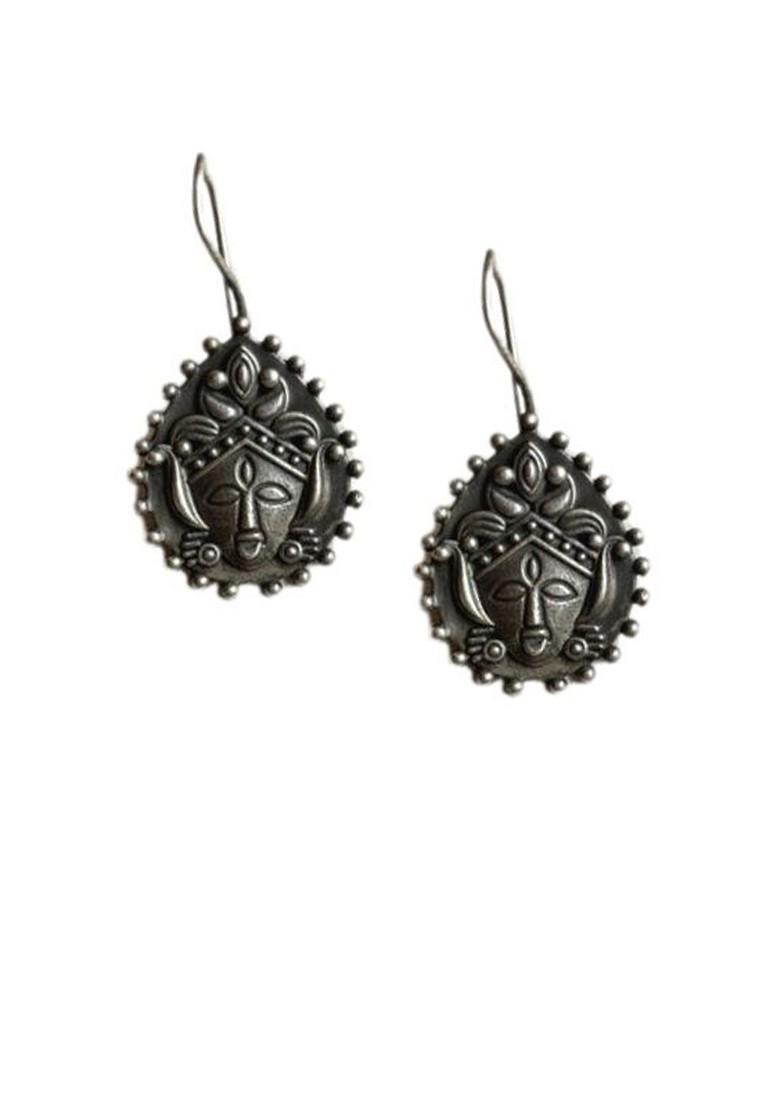 Silver Plated Contemporary Shaped Drop Earrings