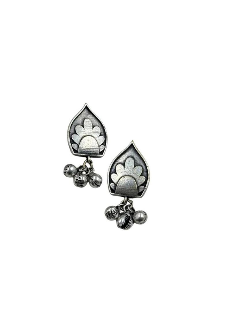 Silver Plated Contemporary Oxidised Drop Earrings