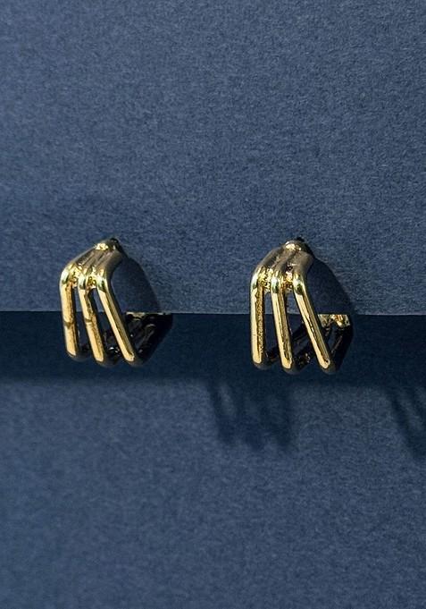 Gold Plated Contemporary Half Hoop Earrings