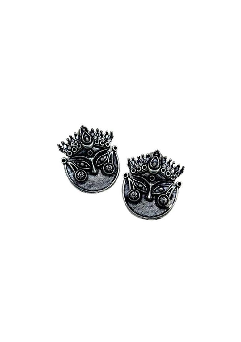 Silver Plated Oxidised Contemporary Studs