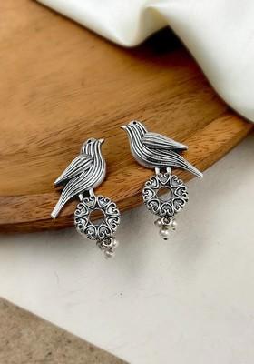 Silver Plated Animal Shaped Oxidised Drop Earrings
