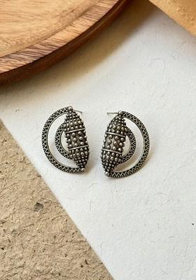 Silver Toned Plated Contemporary Studs